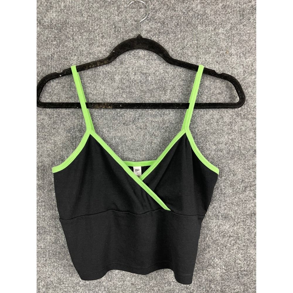 BP Crop Camisole Women Medium Black Green Excellent Surplice V-Neck